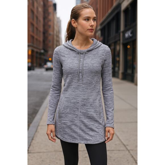 Athleta Dresses & Skirts - Athleta Techie Sweat Popover Dress Womens Sz XS Hooded Pockets Athleisure Casual